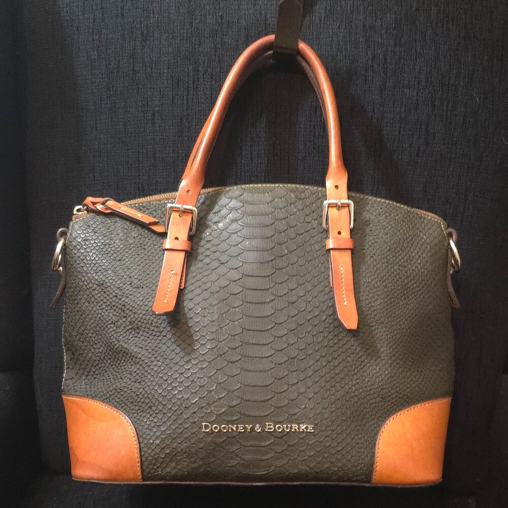 Dooney & Bourke Claremont Python Brown & Tan Leat… - image 1
